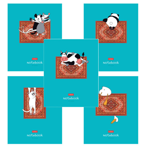 Тетрадь А5 48 л., HATBER скоба, клетка, обложка картон, "На ковре" Тетрадь А5 48 л., HATBER скоба, клетка, обложка картон, "На ковре"