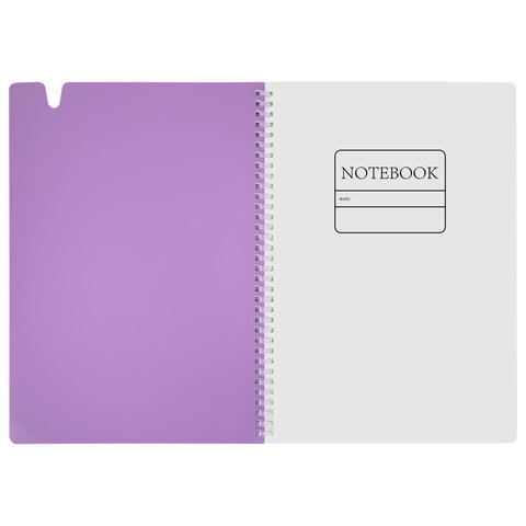 Тетрадь обложка пластик, А4 80 л., гребень мягкий, вырубка для ручки, клетка,