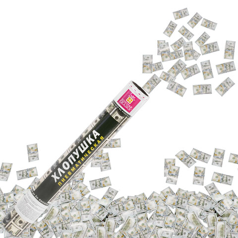 Хлопушка пневматическая 40 см "DOLLARS", бумага, наполнитель Хлопушка пневматическая 40 см "DOLLARS", бумага, наполнитель