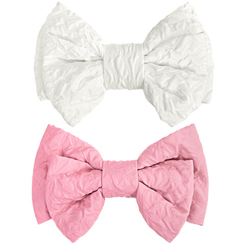 Заколки для волос НАБОР 2 шт., 10х6,5 см, зажим, с бантиком, розовый, белый, Заколки для волос НАБОР 2 шт., 10х6,5 см, зажим, с бантиком, розовый, белый,
