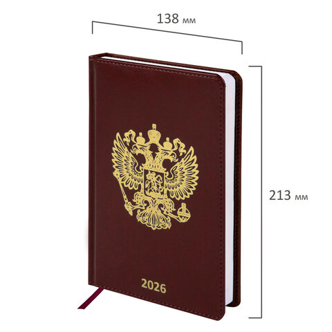 Ежедневник датированный 2026 А5 138х213 мм, BRAUBERG "State", под
