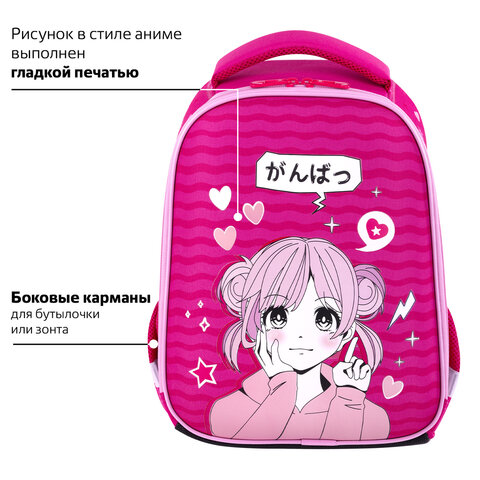 Ранец BRAUBERG KIDS START, 1 отделение, 2 кармана, "Anime style",