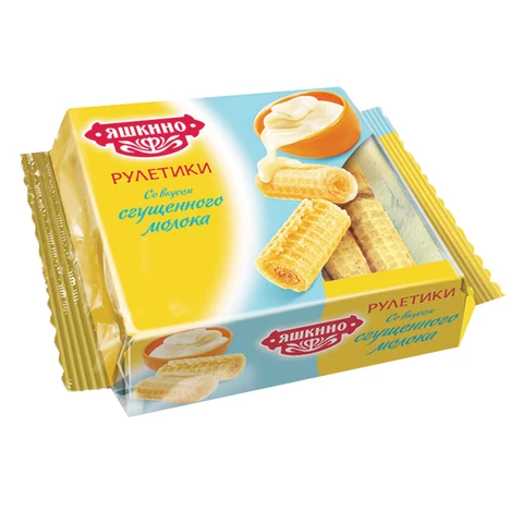 Вафельные рулетики ЯШКИНО со вкусом сгущенного молока, 160 г, КВ341 Вафельные рулетики ЯШКИНО со вкусом сгущенного молока, 160 г, КВ341
