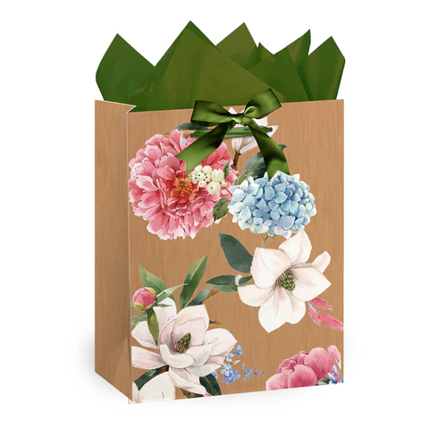 Пакет подарочный (1 штука) 18х10х23 см (M), "Flowers", ассорти,