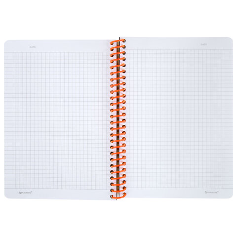 Тетрадь обложка пластик, А5 80 л., спираль пластик, резинка, клетка, BRAUBERG,