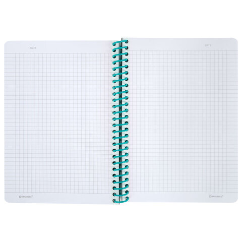 Тетрадь обложка пластик, А5 80 л., спираль пластик, резинка, клетка, BRAUBERG,