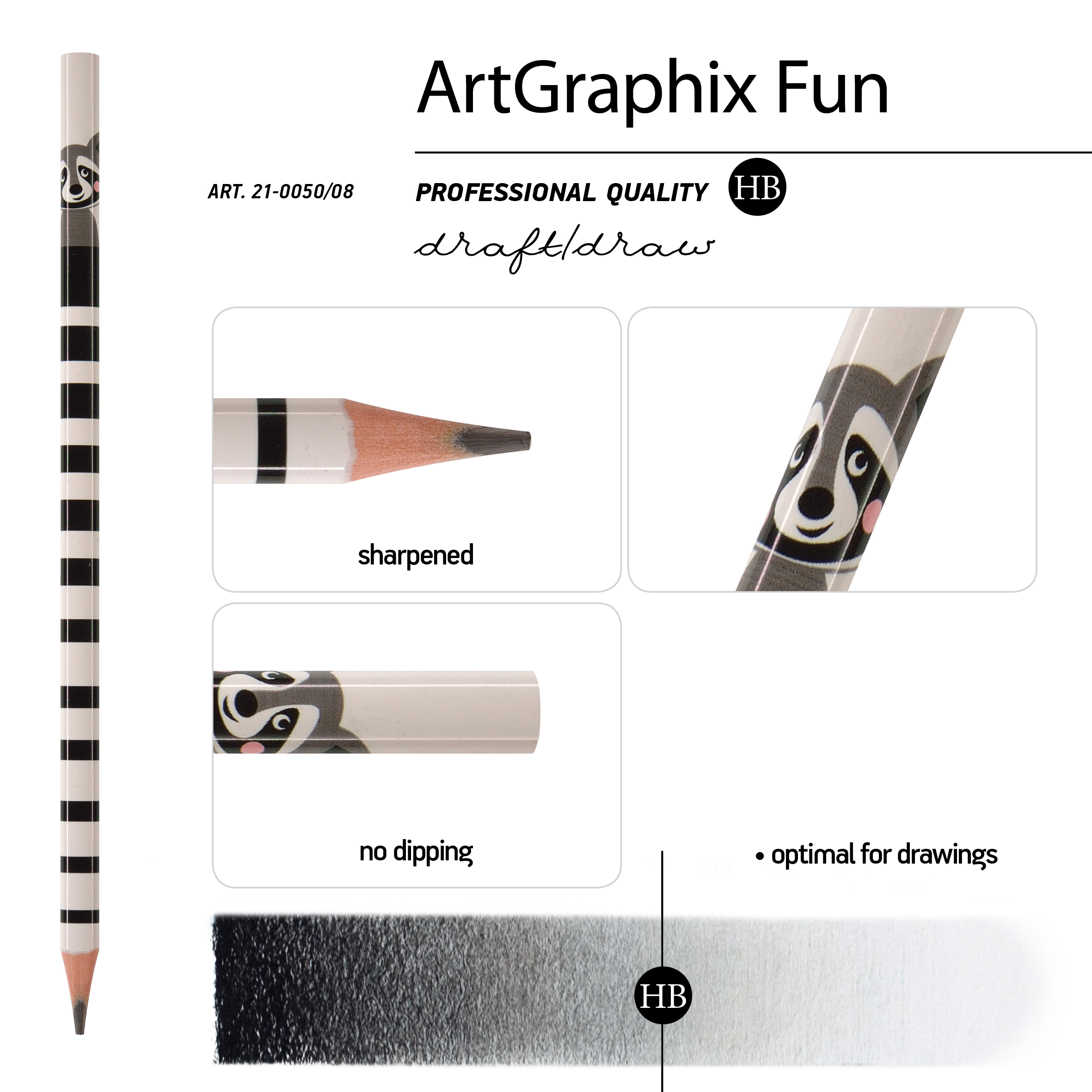 КАРАНДАШ ЧЕРНОГРАФИТОВЫЙ "ArtGraphix. Fun. Енот" НВ (пластиковый