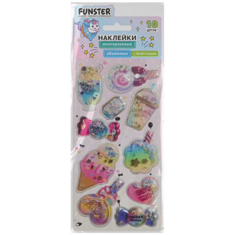 Наклейки объемные "Для девочек" с блестками, 17,5х9 см, ассорти 6 Наклейки объемные "Для девочек" с блестками, 17,5х9 см, ассорти 6