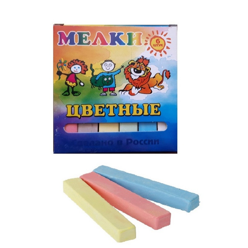 Мел школьный цветной 6 шт., Пегас Мел школьный цветной 6 шт., Пегас