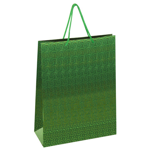 Пакет подарочный 33x13x45 см (XL), НАБОР 3 шт., 3 дизайна, голография, ЗОЛОТАЯ