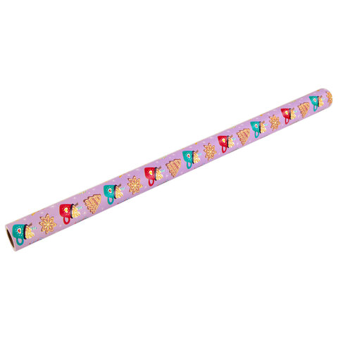 Бумага упаковочная мелованная BIG SIZE новогодняя "Сладости", 0,7х10