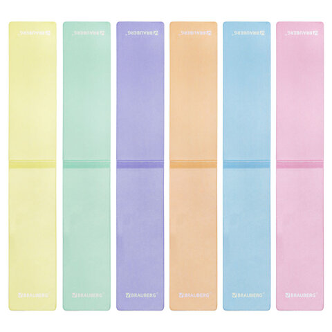 Закладки для книг МАГНИТНЫЕ, "PASTEL", набор 6 штук, 60x20 мм,