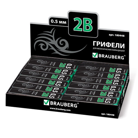 Грифели запасные BRAUBERG, КОМПЛЕКТ 20 шт., "Black Jack" Hi-Polymer,