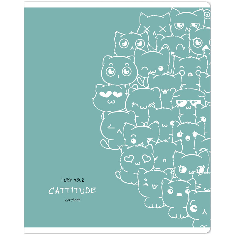 Тетрадь 48л., А5, клетка MESHU "Cat wave", матовая ламинация,