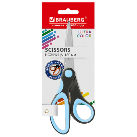 Ножницы BRAUBERG "ULTRA COLOR", 180 мм, эргономичные прорезиненные Ножницы BRAUBERG "ULTRA COLOR", 180 мм, эргономичные прорезиненные