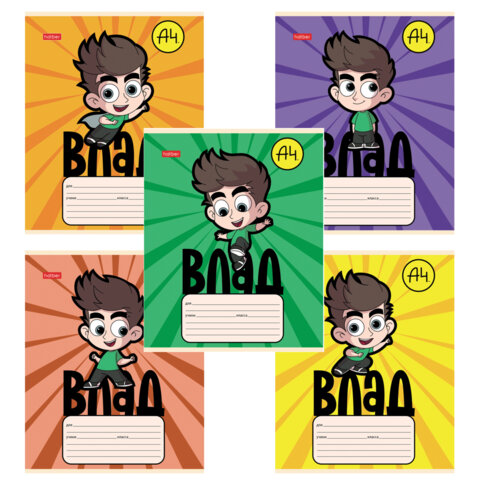 Тетрадь 12 л., HATBER косая линия, обложка картон, "Влад А4" (микс в Тетрадь 12 л., HATBER косая линия, обложка картон, "Влад А4" (микс в