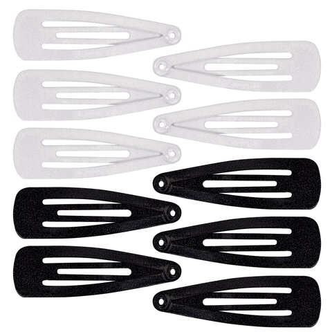 Заколки для волос НАБОР 10 шт., 4 см, клик-клак, глянцевый черный, перламутровый Заколки для волос НАБОР 10 шт., 4 см, клик-клак, глянцевый черный, перламутровый