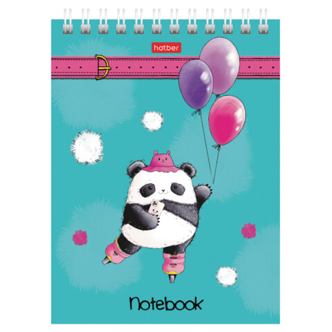 Блокнот МАЛЫЙ ФОРМАТ А6, 60 л., гребень, картон, клетка, HATBER, "Плюшевые