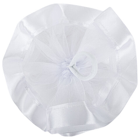 Бант для волос НАБОР 2 шт., диаметр 17 см, на резинке, белый, MONTE VITA (МОНТЕ