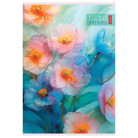 Тетрадь А4 80 л., HATBER скоба, клетка, Soft-touch ламинация, "Цветочные Тетрадь А4 80 л., HATBER скоба, клетка, Soft-touch ламинация, "Цветочные