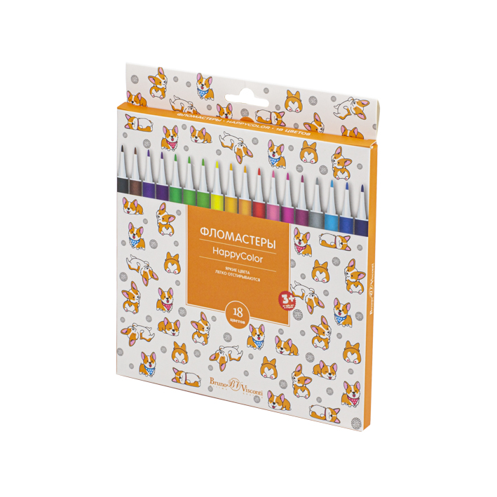 ФЛОМАСТЕРЫ "HAPPYCOLOR" 18 ЦВ. 4 ВИДА ФЛОМАСТЕРЫ "HAPPYCOLOR" 18 ЦВ. 4 ВИДА