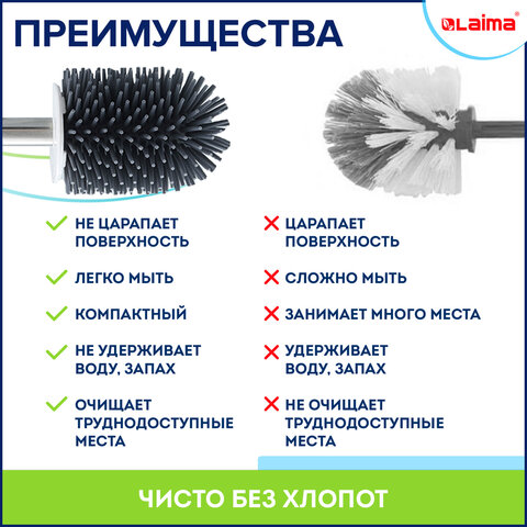 Ершик для унитаза силиконовый ROUND TYPE напольный / настенный с креплением и
