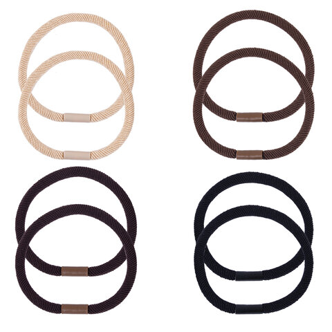 Резинки для волос НАБОР 6 шт., 0,4х14 см, чёрный, коричневый, бежевый, MONTE