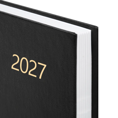 Ежедневник датированный 2027 145х215 мм, А5, STAFF, обложка бумвинил, черный,