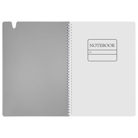 Тетрадь обложка пластик, А4 80 л., гребень мягкий, вырубка для ручки, клетка,