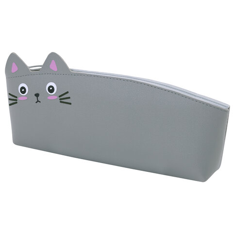 Пенал ЮНЛАНДИЯ ЮНИОР, 1 отделение, искусственная кожа, "Gray kitty", Пенал ЮНЛАНДИЯ ЮНИОР, 1 отделение, искусственная кожа, "Gray kitty",