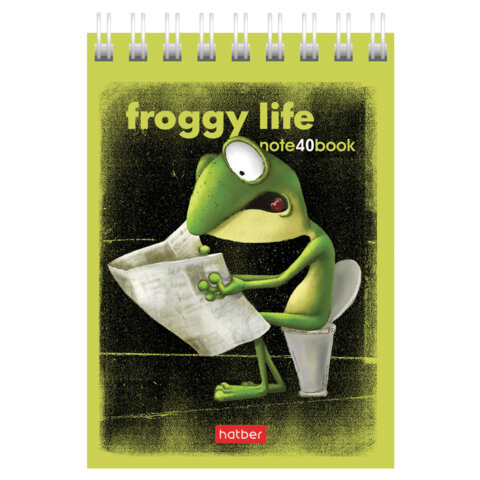 Блокнот МАЛЫЙ ФОРМАТ А7, 40 л., гребень, картон, клетка, HATBER, "Лягух Блокнот МАЛЫЙ ФОРМАТ А7, 40 л., гребень, картон, клетка, HATBER, "Лягух