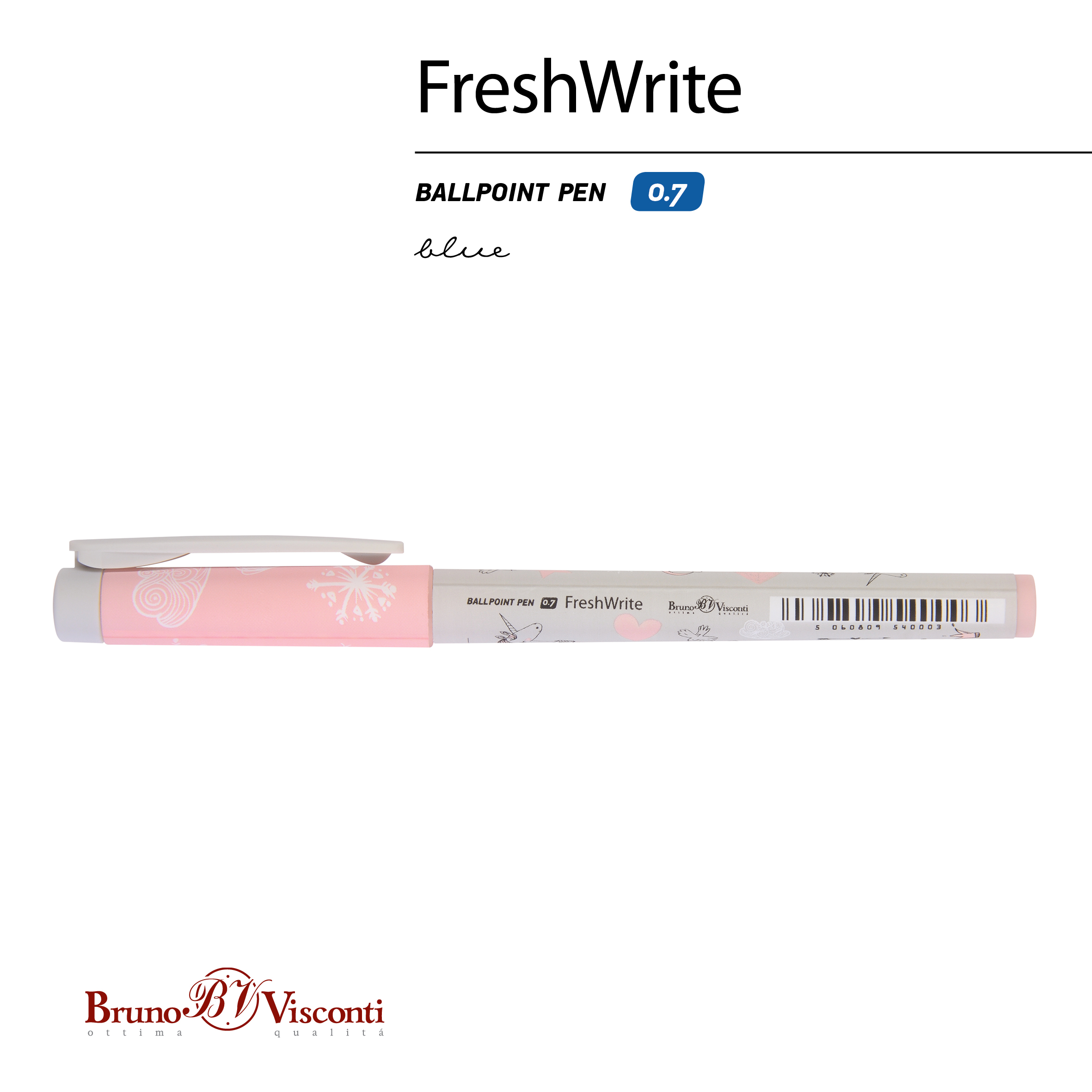 РУЧКА "FreshWrite. Девочка и Единорог. Сердечки" ШАРИКОВАЯ 0.7 ММ,