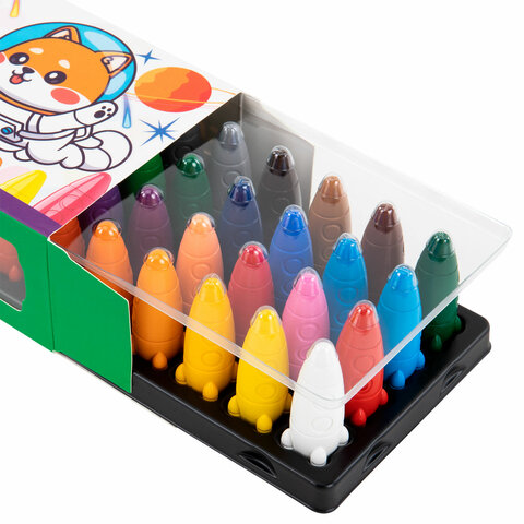 Восковые мелки фигурные BRAUBERG KIDS "РАКЕТА", НАБОР 36 цветов +