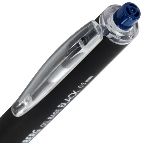 Ручка шариковая автоматическая BRAUBERG "OIL-BASE BLACK", СИНЯЯ,