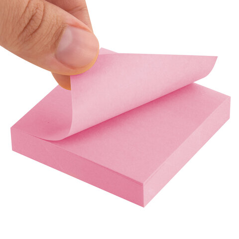 Блок самоклеящийся (стикеры) STAFF STANDARD, ПАСТЕЛЬНЫЙ 51х51 мм, розовый, 100