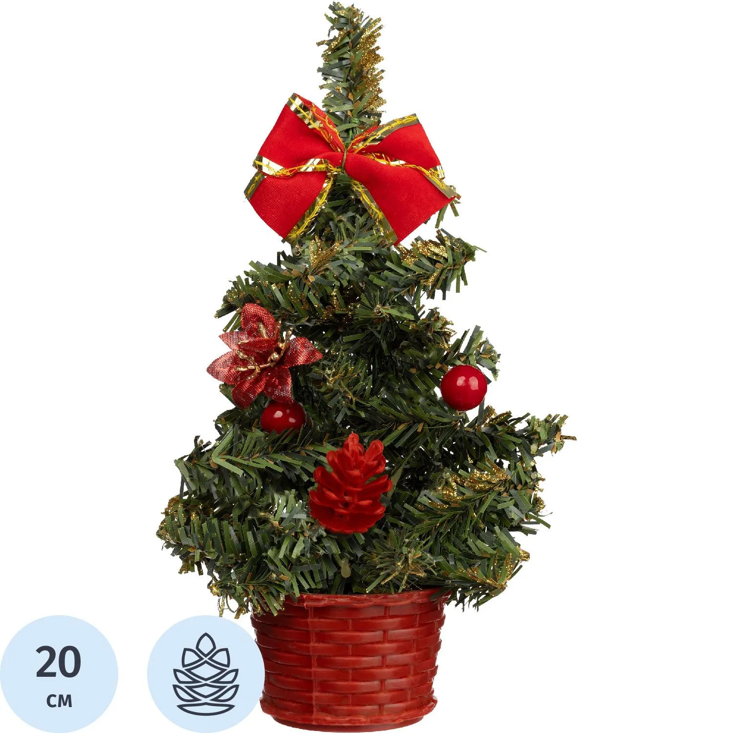 Елка настольная, с декором, красный L12 W12 H20 см 237274 Елка настольная, с декором, красный L12 W12 H20 см 237274