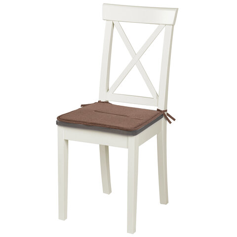 Подушка на стул плоская "РОГОЖКА" 37x37 см, полиэстер, коричневая,