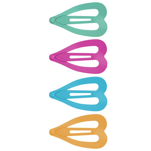 Заколки для волос НАБОР 4 шт., 3,5 см, клик-клак, сердечки, глянцевый, разные Заколки для волос НАБОР 4 шт., 3,5 см, клик-клак, сердечки, глянцевый, разные