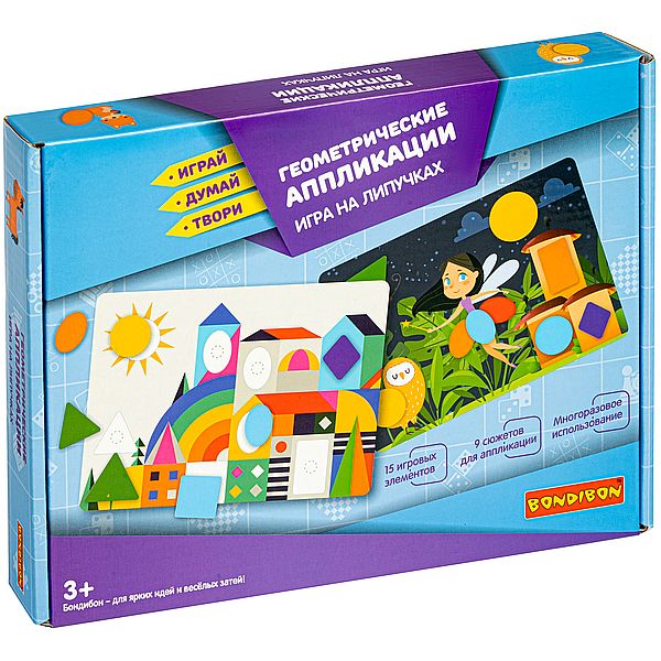 Игра на липучках BONDIBON. ГЕОМЕТРИЧЕСКИЕ АППЛИКАЦИИ 3+ Игра на липучках BONDIBON. ГЕОМЕТРИЧЕСКИЕ АППЛИКАЦИИ 3+