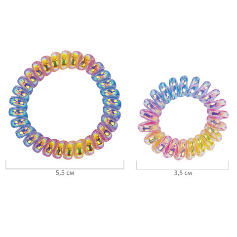 Резинки для волос НАБОР 2 шт., диаметр 5,5 и 3,5 см, пружинка, разноцветные, Резинки для волос НАБОР 2 шт., диаметр 5,5 и 3,5 см, пружинка, разноцветные,