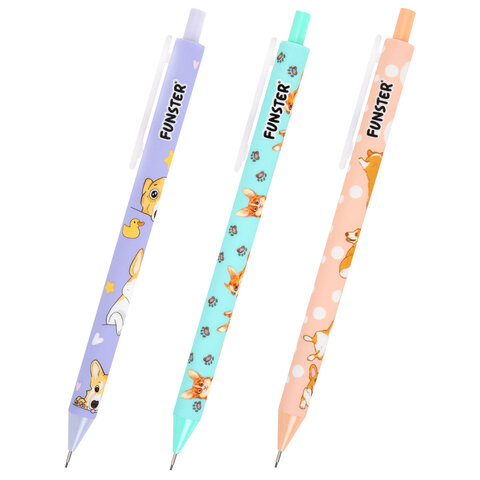 Карандаш механический 0,7 мм с принтом FUNSTER (ФАНСТЕР) "CORGI", Карандаш механический 0,7 мм с принтом FUNSTER (ФАНСТЕР) "CORGI",