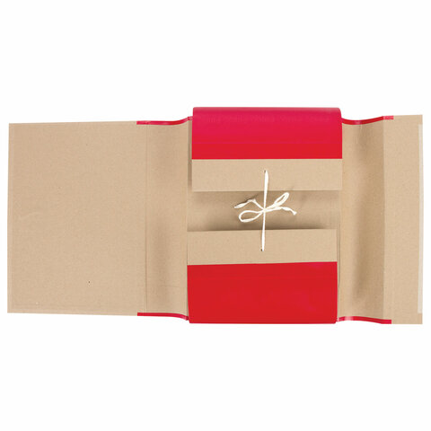 Папка для бумаг архивная А4 (225х310 мм), 80 мм, 4 завязки, крафт, корешок -