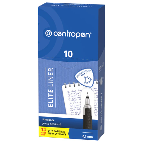 Ручка капиллярная (линер) ЧЕРНАЯ CENTROPEN "Elite liner", линия 0,3