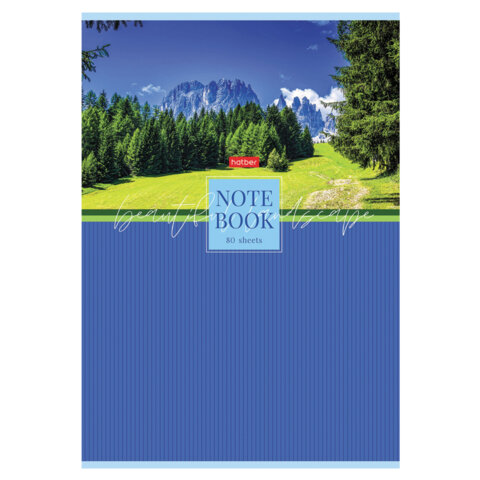 Тетрадь А4 80 л., HATBER, скоба, клетка, глянцевая ламинация, "Живописные Тетрадь А4 80 л., HATBER, скоба, клетка, глянцевая ламинация, "Живописные