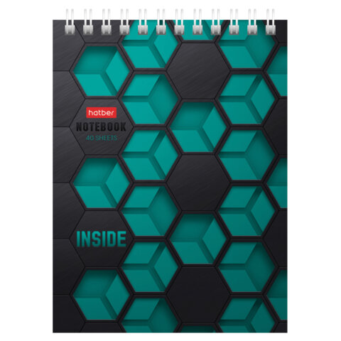 Блокнот МАЛЫЙ ФОРМАТ А6, 40 л., гребень, картон, клетка, HATBER,