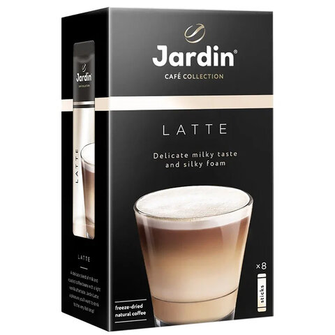 Кофе растворимый JARDIN "3 в 1 Латте", КОМПЛЕКТ 8 пакетиков по 18 г