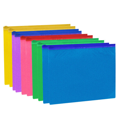 Папка-конверт на молнии МАЛОГО ФОРМАТА (180х250 мм) А5, цвет ассорти с