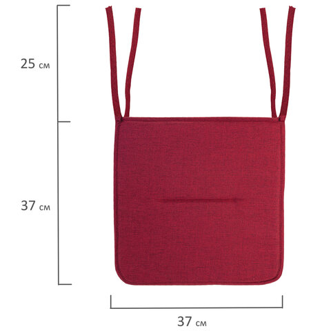 Подушка на стул плоская "РОГОЖКА" 37x37 см, полиэстер, бордовая,