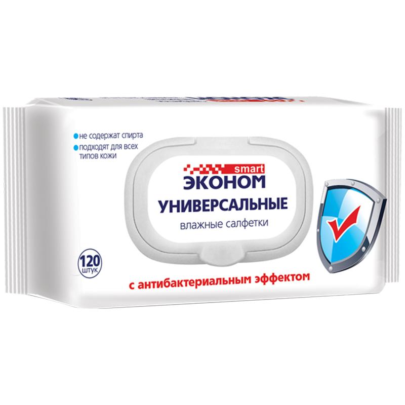 Салфетки влажные Эконом Smart, 120шт., антибактериальные Салфетки влажные Эконом Smart, 120шт., антибактериальные