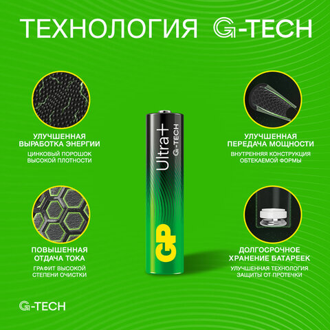 Батарейки КОМПЛЕКТ 2 шт., GP Ultra Plus G-Tech, AAA (LR03), алкалиновые, Батарейки КОМПЛЕКТ 2 шт., GP Ultra Plus G-Tech, AAA (LR03), алкалиновые,